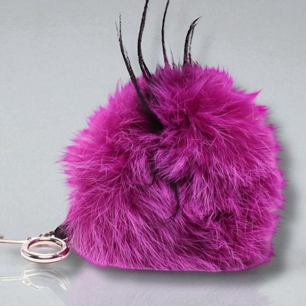 FENDI Purple Red EUC BUG BAG bag Charm $950 RET - Picture 2 of 8